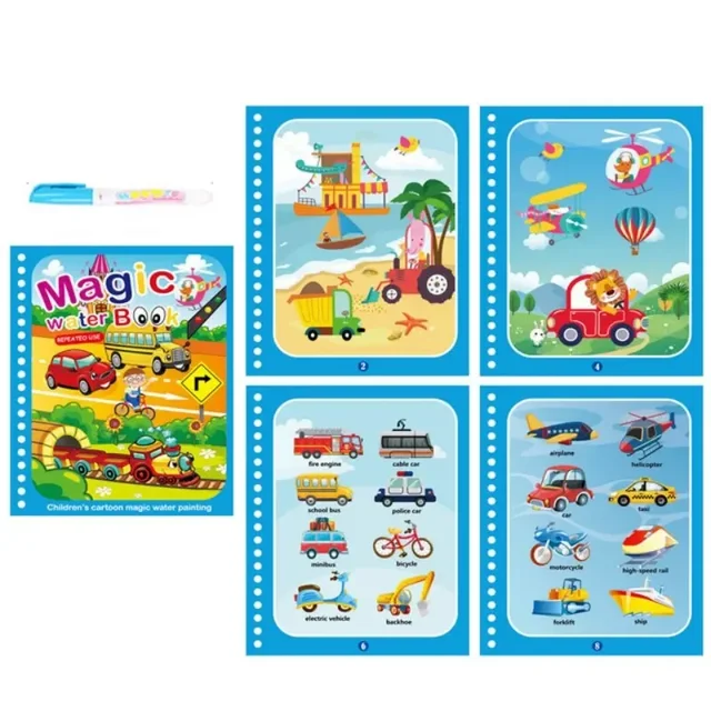 Magic Water Doloring Book Reusable Coloring Book Children's Drawing Toys Early Childhood Toys for 2-6 Years Old Girls Boys Gifts 4