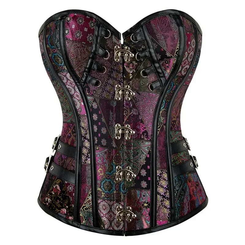 

Steampunk Corset Top Bustier Plus Size Sexy Women's Overbust Corselet Lace up Floral Gothic Brocade Vintage Fashion Medieval