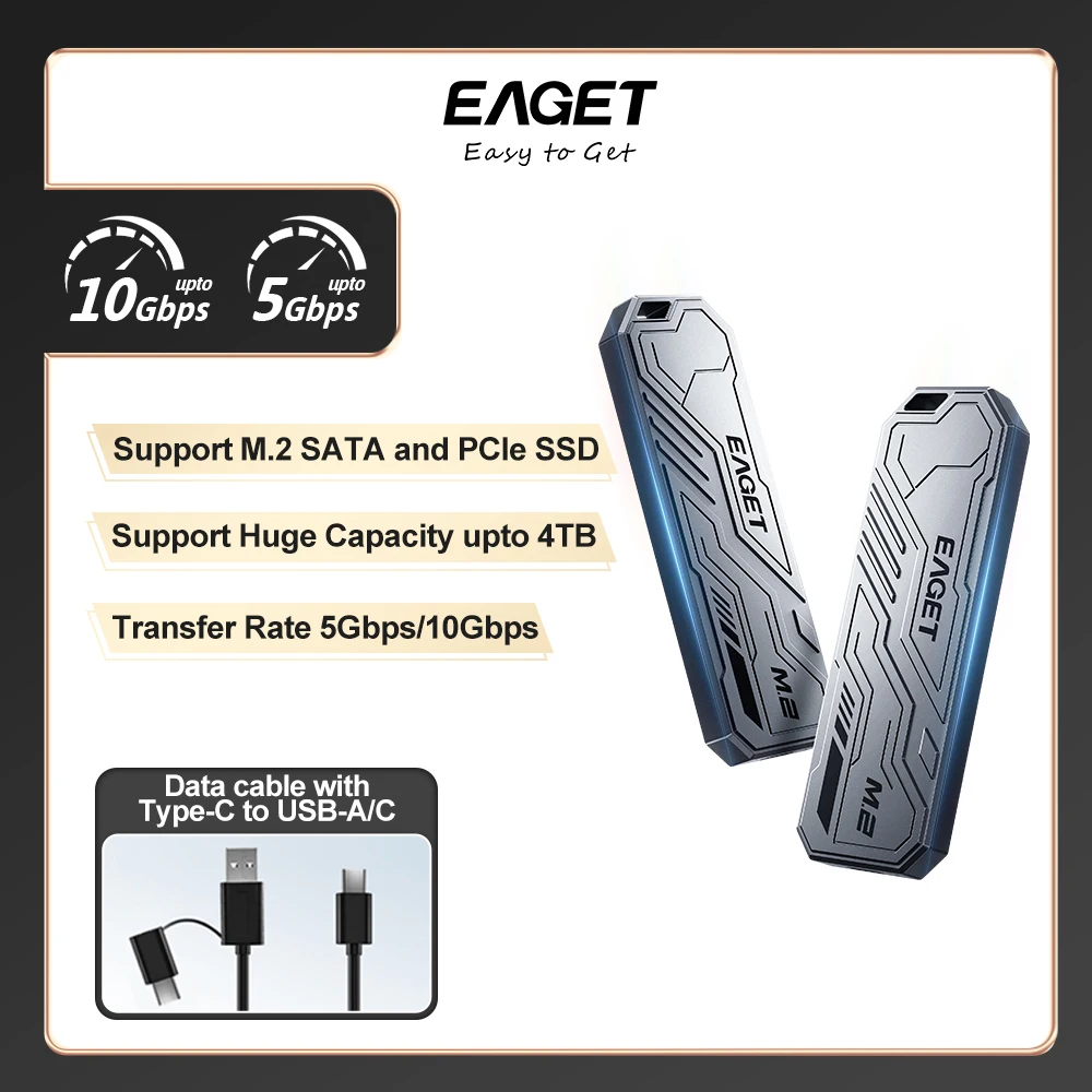 

EAGET M.2 PCIE SSD фонарь NVME двойной протокол M.2 к USB Type C 3,1 SSD адаптер для NVME PCIE NGFF SATA SSD диск M.2 SSD фонарь