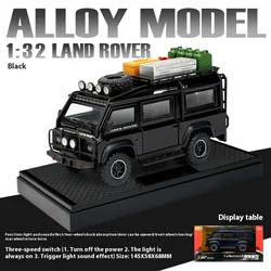 1:32 Diecast Alloy Land Rover Defender Van - Off-Road Adventure Toy with Sound and Light, Perfect Gift (Black Box)
