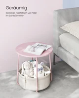 VASAGLE-Petite table basse ronde avec panier, table de salon en tissu 5