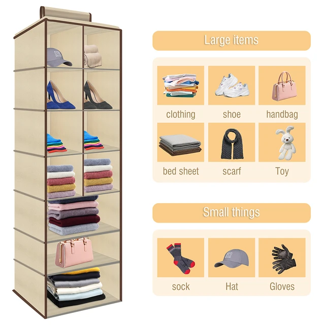 Hanging Closet Organizer, 10 Shelves Hanging Shoe Organizer for Closet  Breathable Poly Canvas for Shoes 87HA - AliExpress