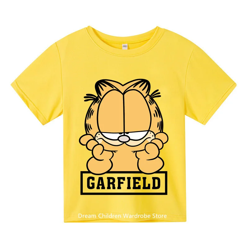 

Garfield Cartoon kids Summer crewneck short sleeve Garfield T-shirt Sweatshirt Fashion pure cotton short sleeve for kids