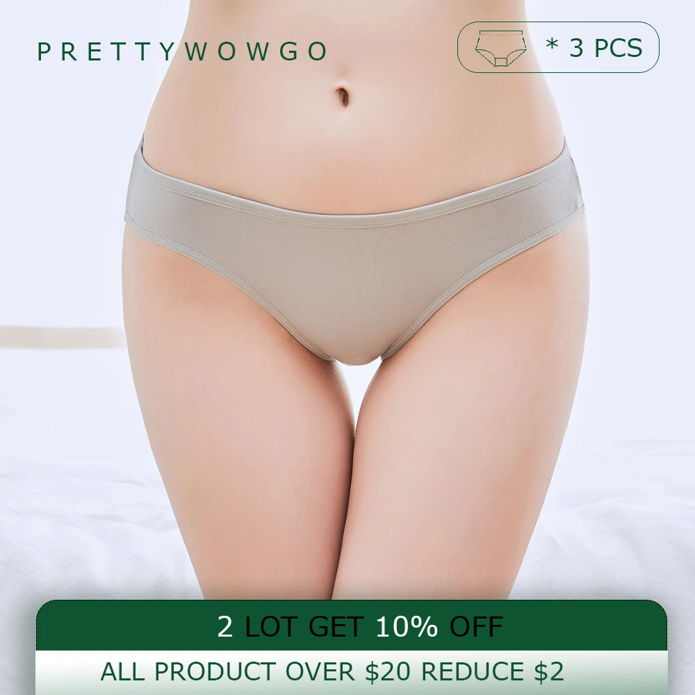 

3 PCS Woman Clothing M-XL Solid Color Intimate Low Rise Women's Panties Cotton Girls Briefs