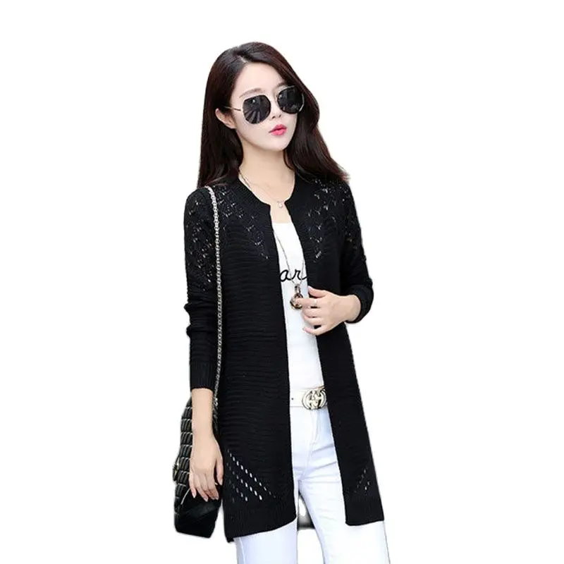 

Fashion Sweater Cardigan Women's Blouse Spring New Women's Sweater In Long Section With Shawl Long Sleeve Large Size Thin Coat