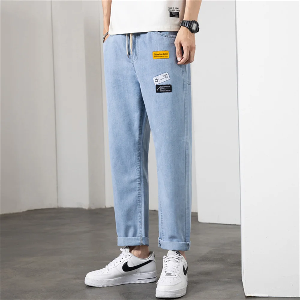 Mens Jeans Harem Pants Fashion Pockets Desinger Loose fit Baggy Moto Jeans Men Stretch Retro Streetwear Relaxed Tapered Jeans