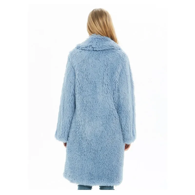 Faux Fur Coat Autumn and Winter Women's Lapel Fur Coat Plush Warm Coat Long Coat Woman
