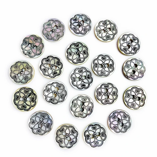  10 PCS 2 Holes Heart Star Flower Square Shaped Mother of Pearl  Delicate Natural Shell Buttons for Sewing Craft Scrapbooking (Heart, 11.5mm)