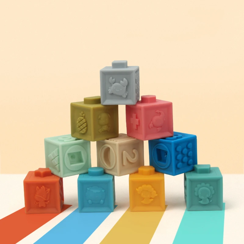 Silicone Toddlers Build Toy Montessori Silicone Blocks Silicone