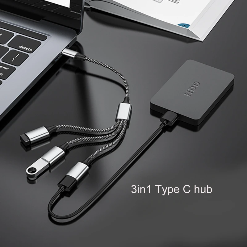 

Type C to 3x Type C / 2x Type C+USB2.0/ 1x Type C+2xUSB2.0 OTG Adapter Cable 60W Power Delivery Fast Data Transfer