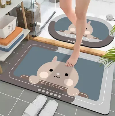 

Bathroom entrance mat with absorbent and non slip foot pad rug