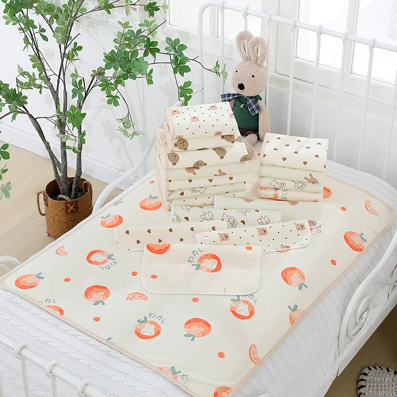 Baby Diaper Pad Pure Cotton Children Washable Waterproof Breathable Mattress Cartoon Animal Multi-functional Stroller Warm Mat
