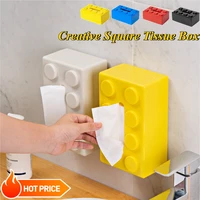 Creative Square Tissue Box with Spring Multi-functional Home Storage Building Blocks Napkin Holder for Bathroom Desktop Storage 1
