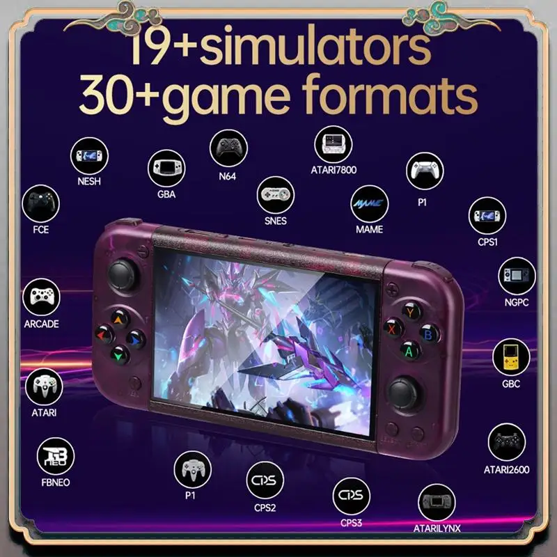 RG50XX Handheld Retro Game Console 5Inch Display 64G 20000+Video Games 3D Joystick LINUX For GBC GBA PSP 19+Simulator A