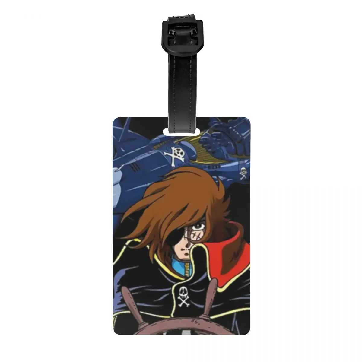 

Custom Anime Space Pirate Captain Harlock Luggage Tag With Name Card Privacy Cover ID Label for Travel Bag Suitcase