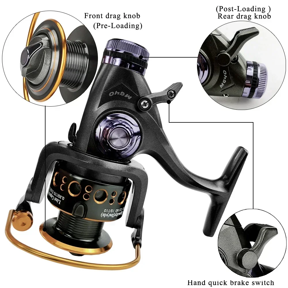 3000-6000 Fishing Reels Double Brake System Super Strong Max Drag 10kg Fishing Feeder Spinning Reel 10+1BB Jigging Fishing Tool 5