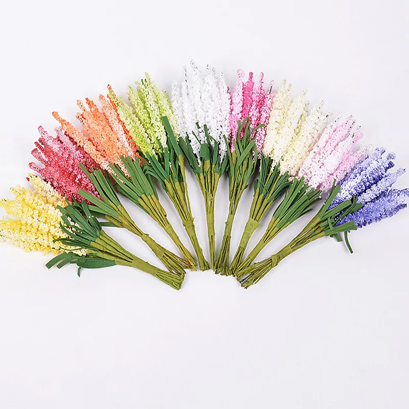 Set of 10 Mini Artificial Lavender Flowers for Wedding and Home Decoration