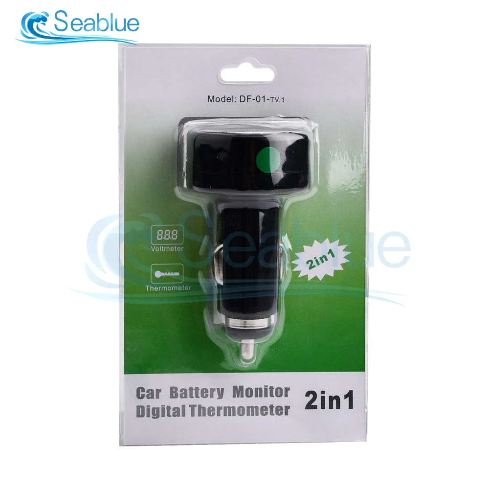 12V 24V 디지털 자동차 전압계 온도계 담배 라이터 스타일 2 in 1 배터리 모니터 전압 온도 센서 미터