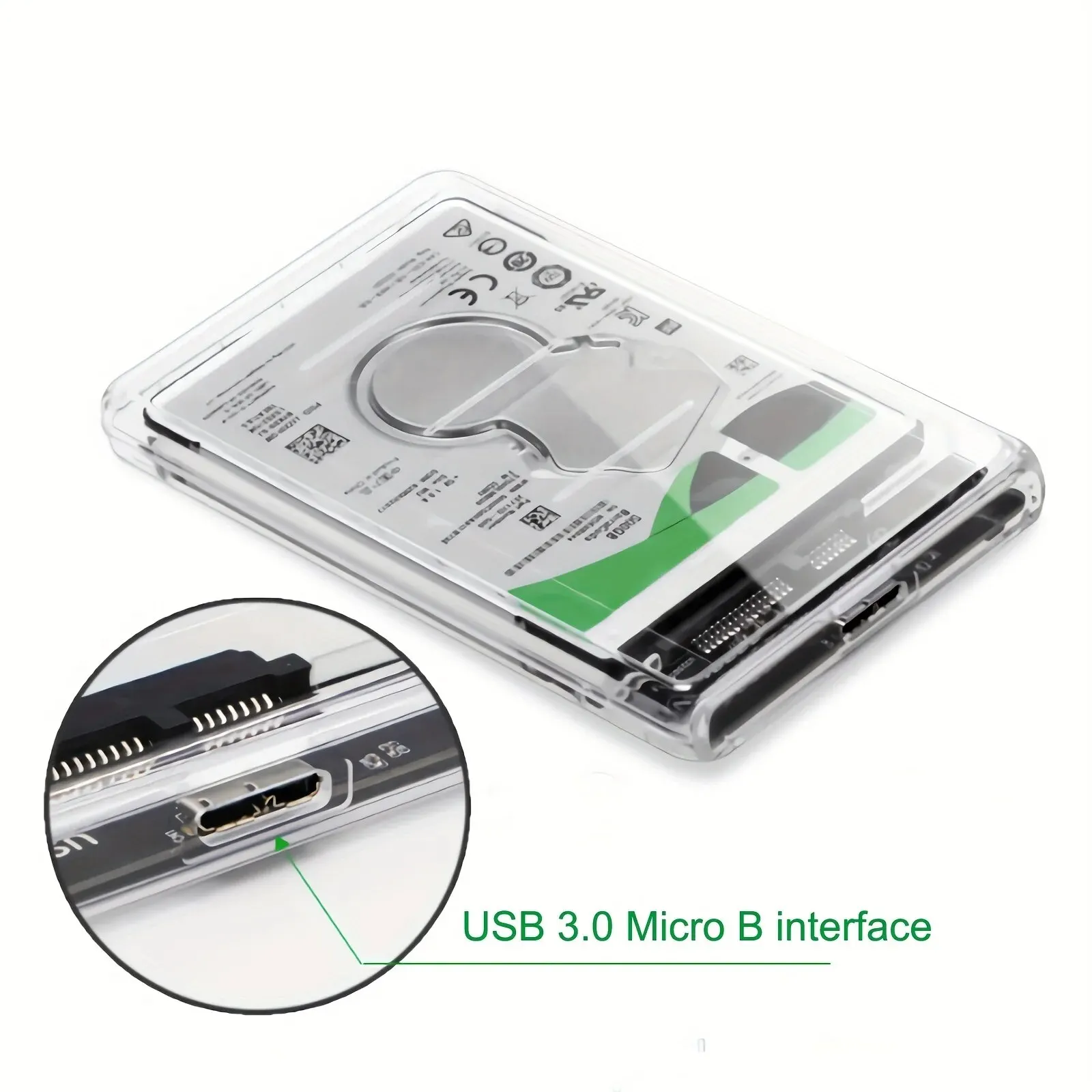 Transparent 2.5-Inch USB 3.0 External Hard Drive Enclosure