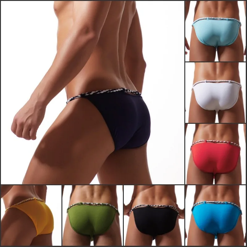 Men Sexy Rope Belt Briefs Natural Cotton Underwear Low Waist Penis Pouch Thongs High Slit Male Panties Jockstrap Man Lingerie 6