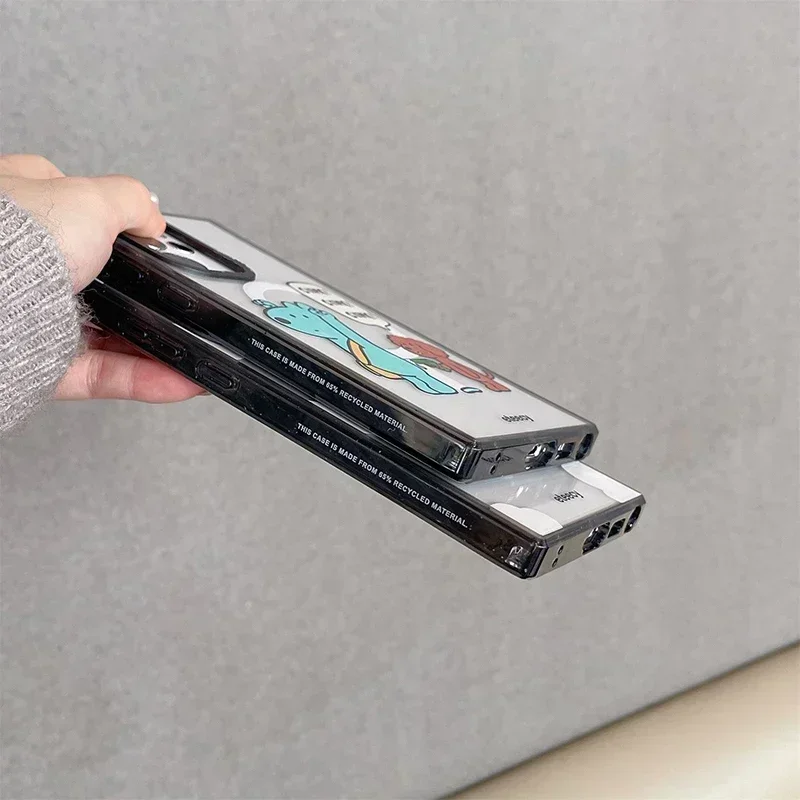 Cute Blue Brown Dog Acrylic Black Border Protective Case for Samsung Galaxy S22U S23U S24 Ultra Shell with MagSafe