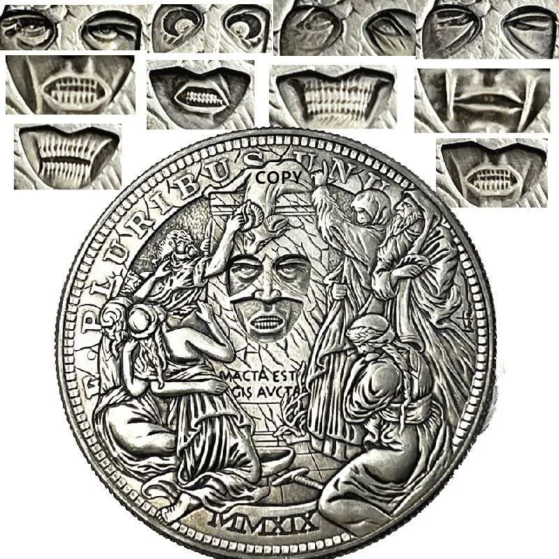 

Mechanism Movable Challenge Coin Hobo Nickel Morgan Dollar Amazing Art Changing Face Creative Gift