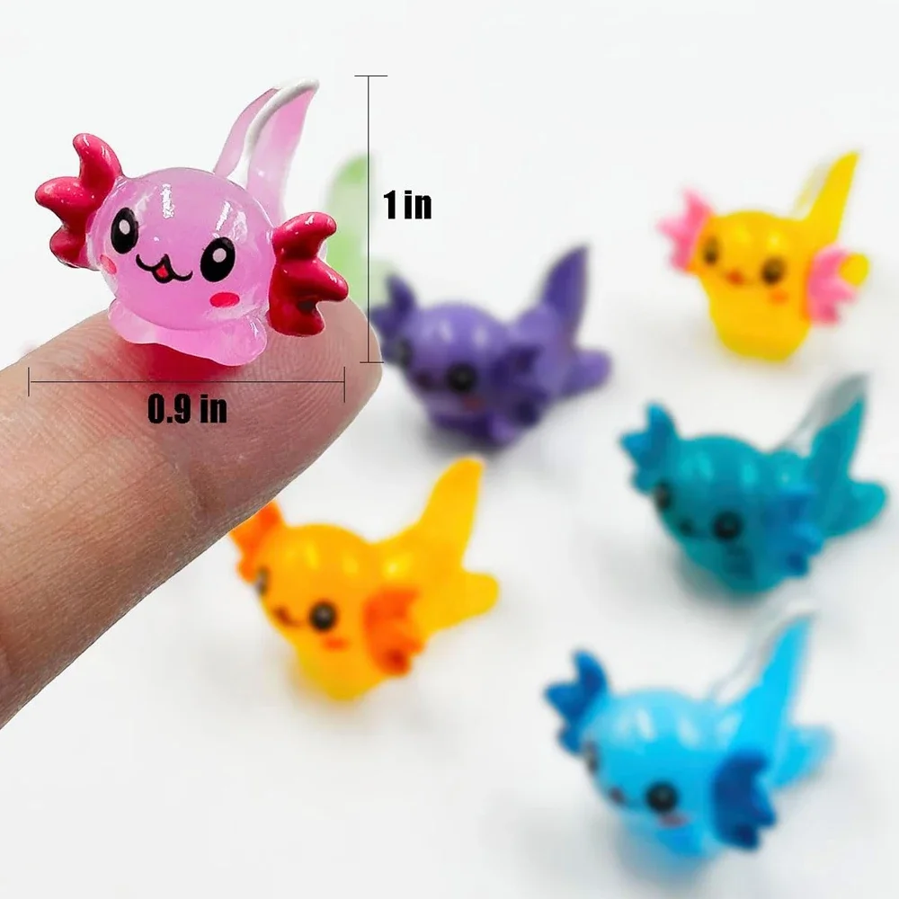 Mini Axolotl Fosforescenti, 32 pezzi Fosforescenti in Resina