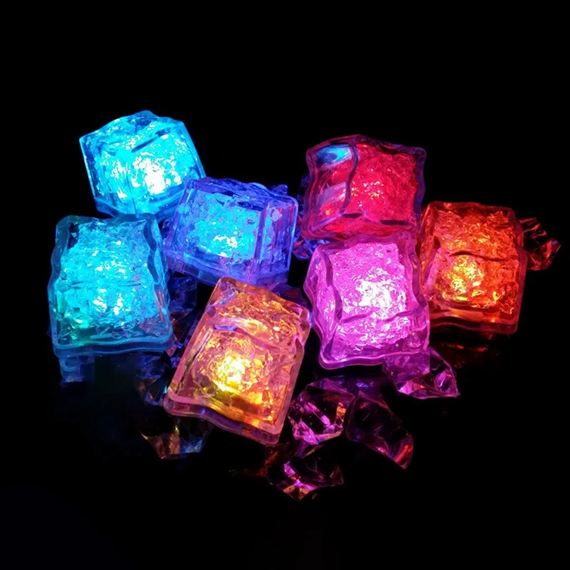 방수 LED 아이스 큐브 다채로운 깜박이는 야광 조명, 바 클럽 음주 파티 장식, 12 개
