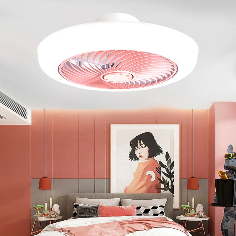 Smart ceiling fan 46cm fans with lights remote control bedroom decor ventilator lamp air Invisible Blades Retractable Silent