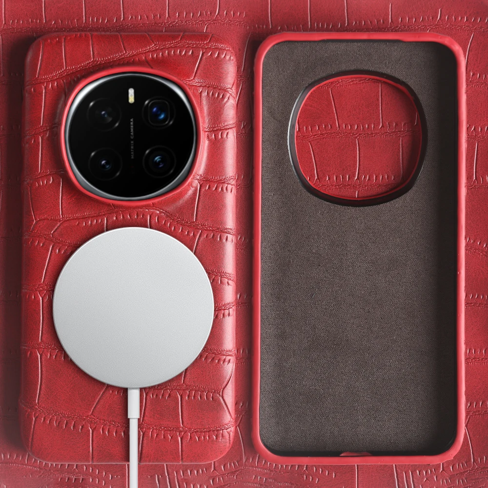 Magnetic Leather Case with Wireless Charging Compatibility