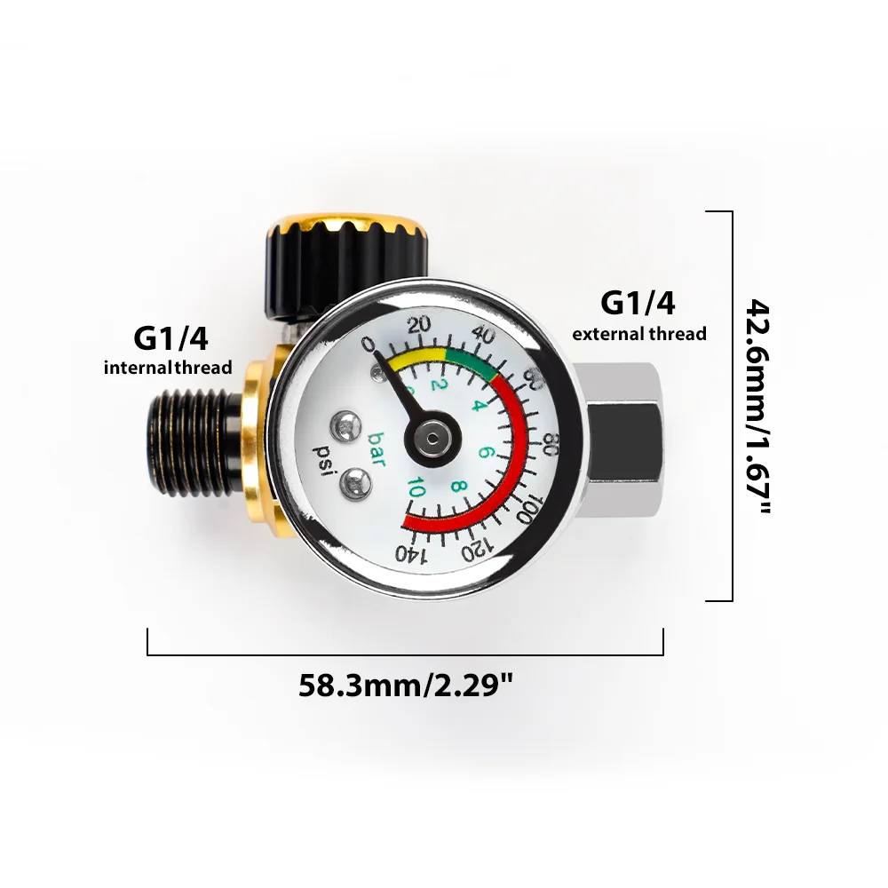 Mini Pressure Regulator For Spray Guns G1/4 Thread Air Regulator Pressure Gauge Easy to Install for Air Tools