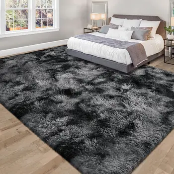 Dark Gray Fluffy Area Rugs Non-Slip 4
