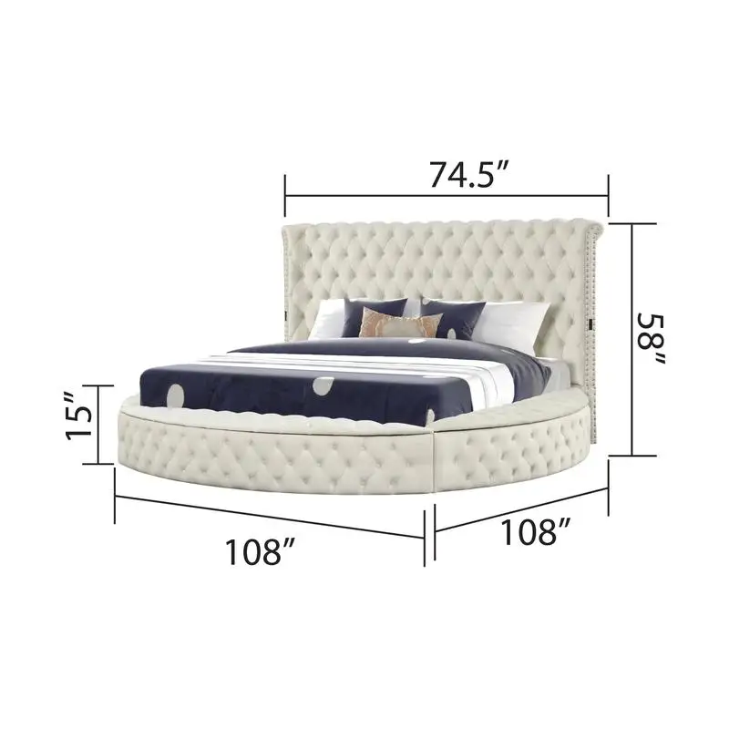 Modern Queen 5-Piece Vanity Bedroom Set – Cream Wood with USB Ports 5