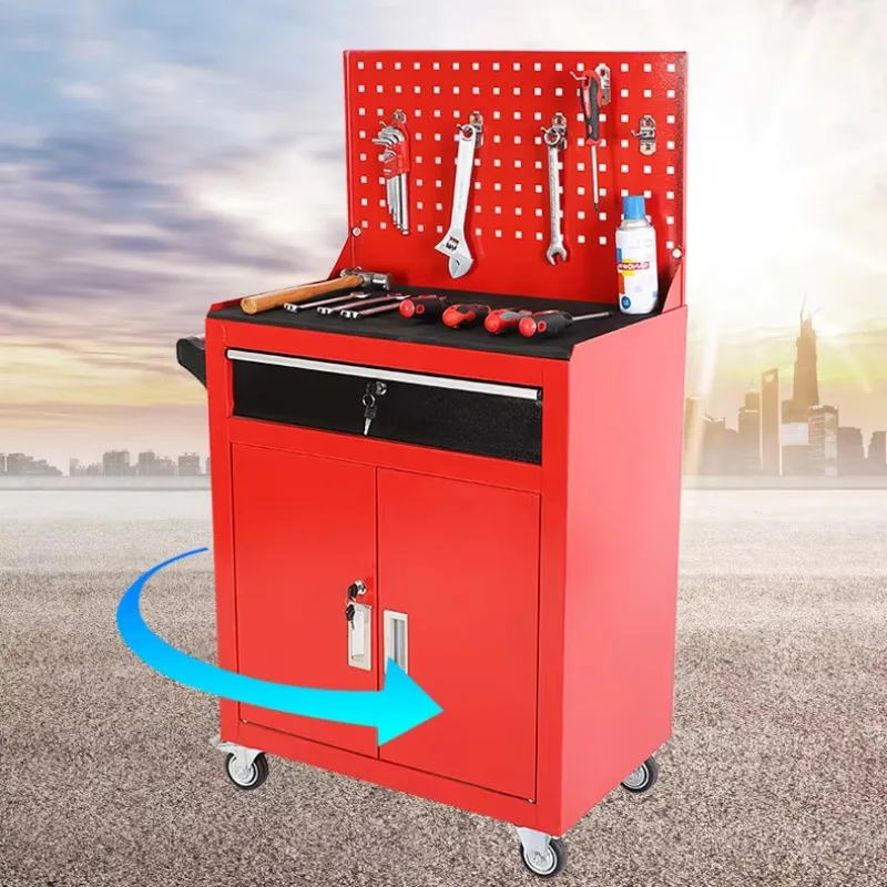 다기능 창고 보관 도구 캐비닛 2도어 이동식 카트 바퀴 손잡이 포함 산업 작업장용