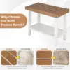 Shower Bench Stool, Waterproof HDPE Shower Seat with Storage Shelf for Shaving Legs, Non-Slip Foot Pads(Brown & White) 5