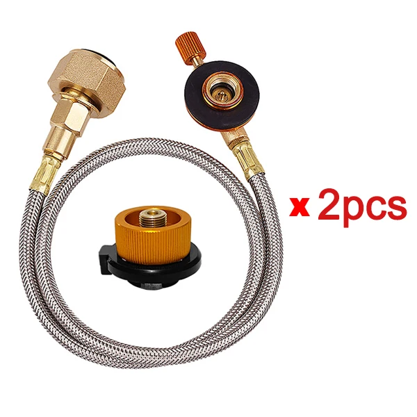 MOUMOUTEN Camping Gas Refill Adapter, G1/8 DN6 Brander Adapter Outdoor Adapter Voor Camping Fornuis, Platte Gas Tank Bedieningsschakelaar Met Slang Voor Het Aansluiten Van 2 Branders