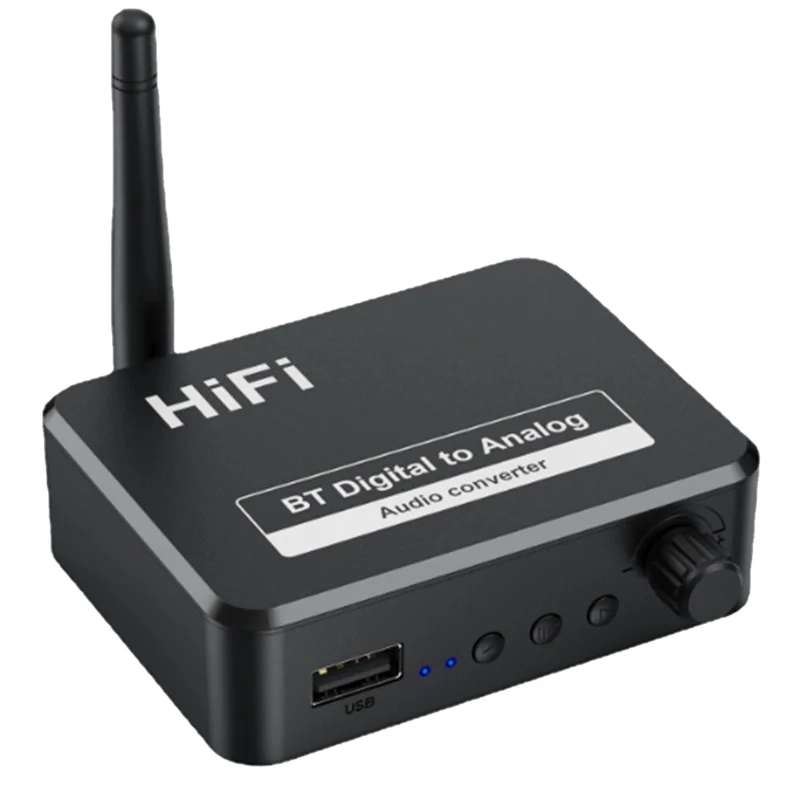 DIGIT-Bluetooth 5.3 오디오 수신기 디지털-아날로그 변환기 3.5Mm AUX L/R U-디스크 광학 스테레오 Hifi 무선 어댑터
