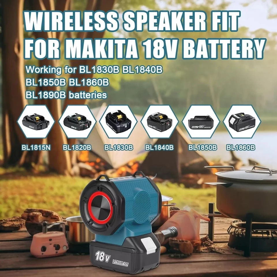 Altoparlante Bluetooth Per Batteria Makita 18V - Suono HD 30W - TWS, Bluetooth 5.3, Power Bank USB - Per Cantiere E Feste