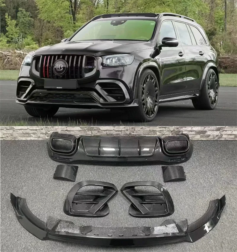

For Mercedes-Benz GLS 2020-2022 GLS450 GLS580 X167 Carbon Fiber Front Lip Rear Diffuser Bumper Spoiler Round Eyebrow Body Kit