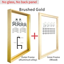 Versatile Gold Metal Multi - Size Wall Art Canvas & Photo Frame - 45x45 cm (Brushed Gold)