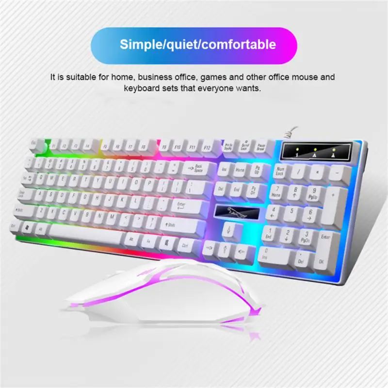 G21B 유선 키보드 및 마우스 세트, USB 발광 기계식 키보드 및 마우스 세트, PC 노트북 컴퓨터 게임 사무실용