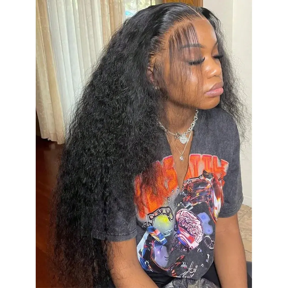 42 40 Inch 250% Density Jerry Curly 13x4 HD Lace Frontal Wig Glueless Pre Plucked Wet and Wavy Curly Human Hair Wig 1