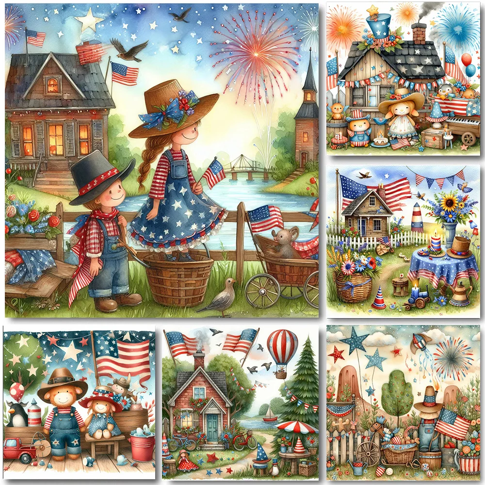 

Набор для алмазной вышивки «домик с флагом»