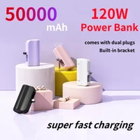 50000mah Capsule Power Bank 120w Hidden Dual Interface Compact Portable Mobile Power Bank Mini Fast Charging For Iphone Samsung 1