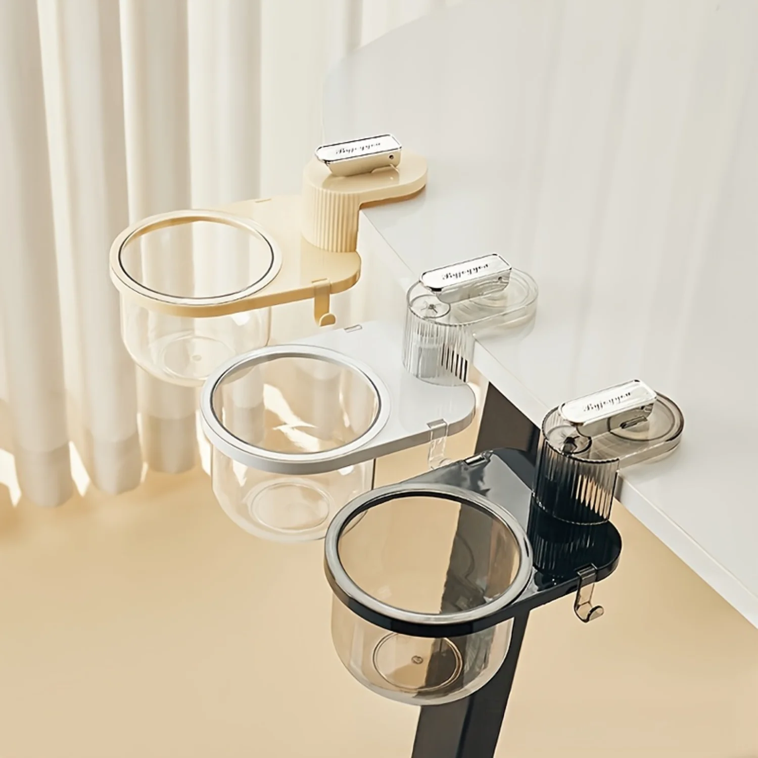Rotating Desk Trash Can with Suction Cup-Cute Mini Waste Basket for Office & Kitchen, Wall-Mountable Bin Small Trash Can Mini