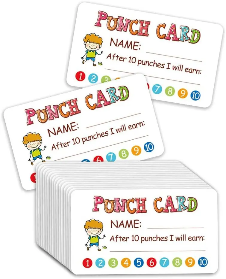 50Pcs Cartoon Boy Girl Punch Card For Children's Toy Reward Incentive Cards  Small Business Commodity Packaging