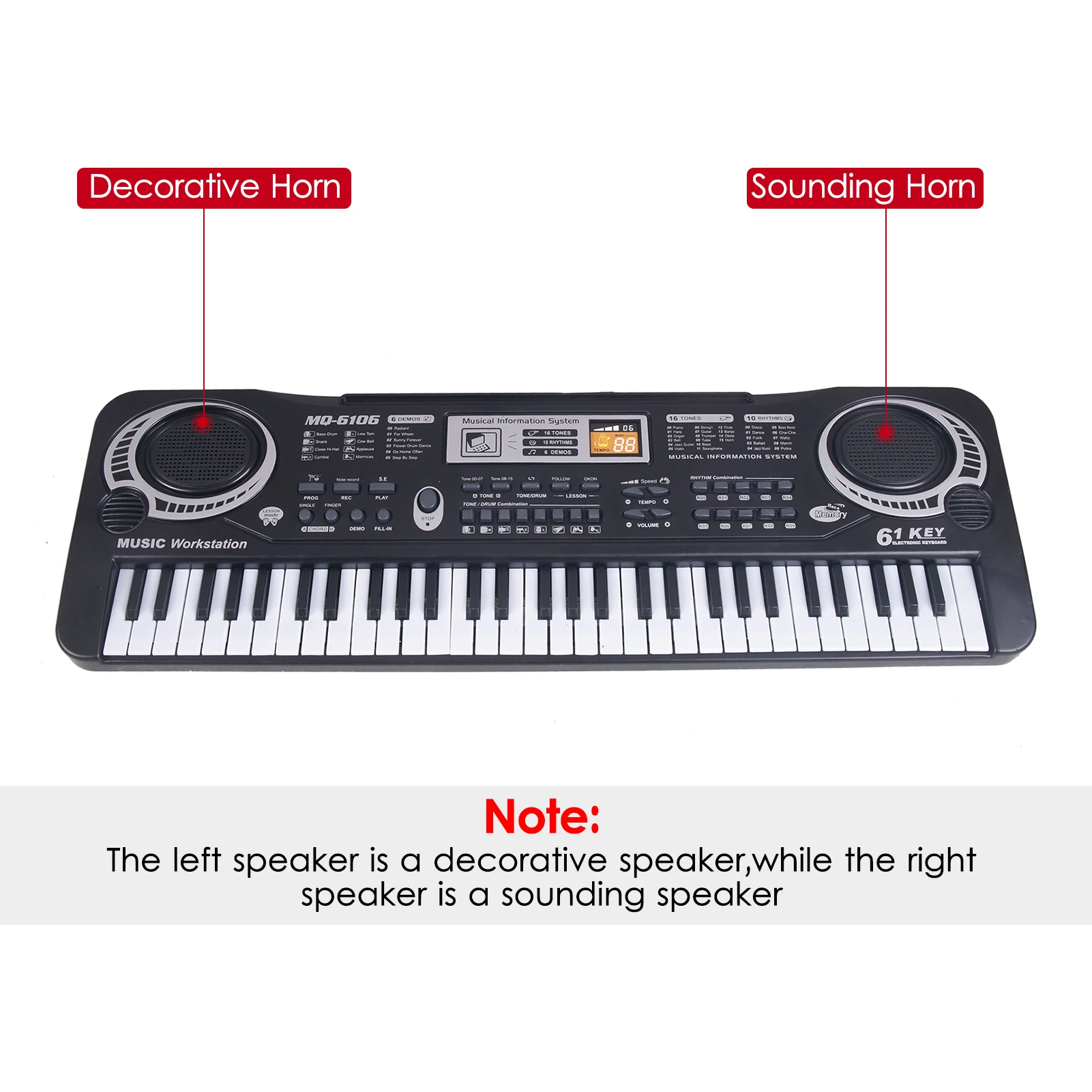 Hot 61 Keys Piano Digital Music Electronic Keyboard KeyBoard Black Electric Piano Kids Gift with microphone Keyboard instrument