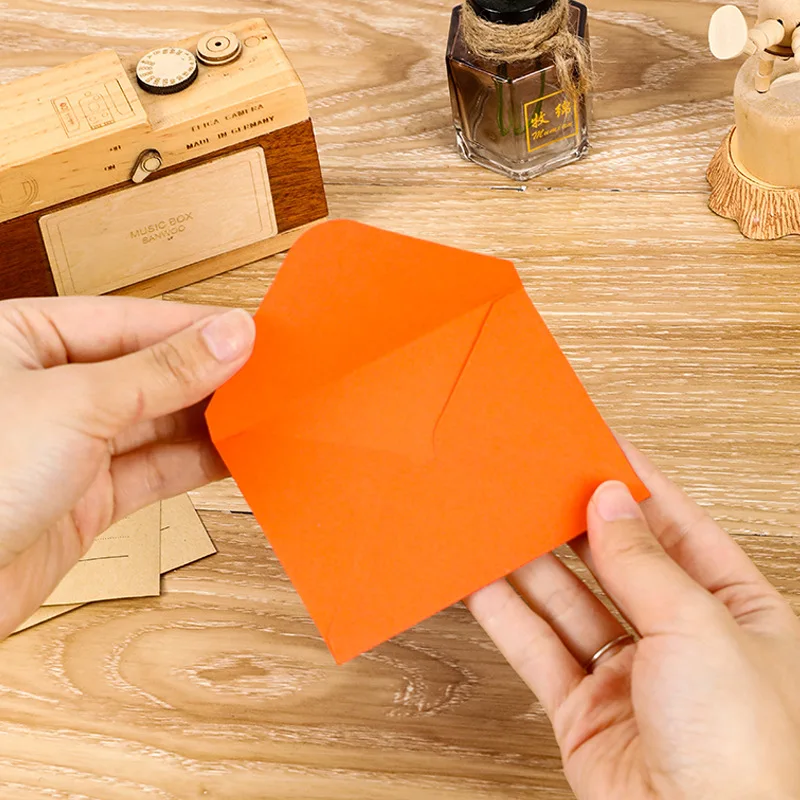 Mini Paper Envelopes 10X7Cm Colorful Gift Greeting Card Business Paper Envelopes Western Letter Wedding Party Invitation 50Pcs, mini envelopes