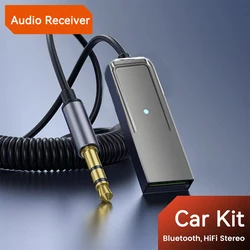 Wireless Bluetooth Car Audio Receiver with HiFi Stereo, Hands - Free Calling, and Built - in Microphone (Gray - C)
