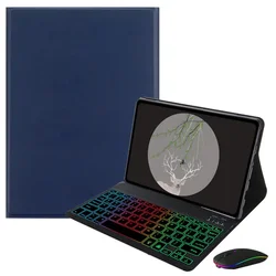 Vibrant Rainbow Backlit Keyboard Case for English (Dark blue with mouse)